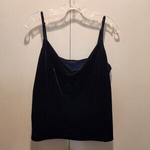 Midnight Blue Velvet Cowl Neck Camisole Top Size Medium